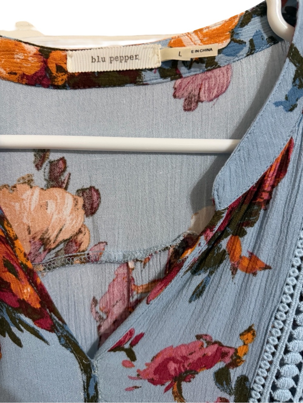 Blu Pepper Blue Floral Lace-Trim Tunic - Picture 2 of 3